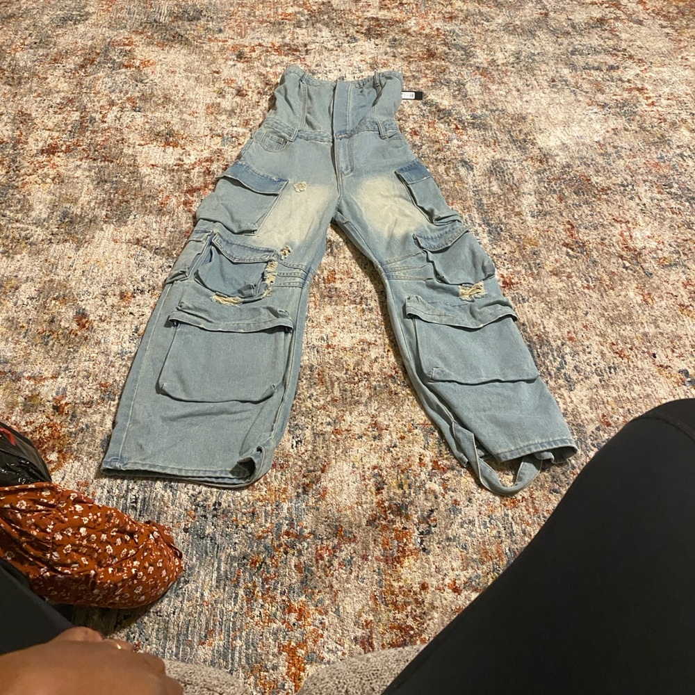 Fashion Nova Light Blue Denim Jumpsuit - Picture 3 of 10